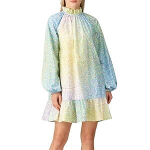 cynthia rowley poppy organza dress CYNTHIA ROWLEY Poppy Organza Skirt Tiered Ruffle Floral Pink